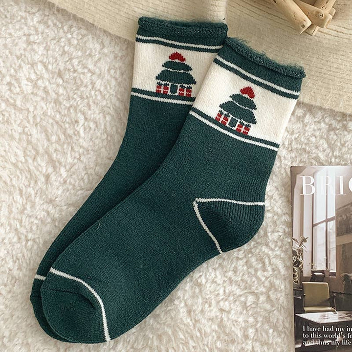 Christmas Festive Patterns Socks, Retro Holiday Themed Socks: ChristmasTree