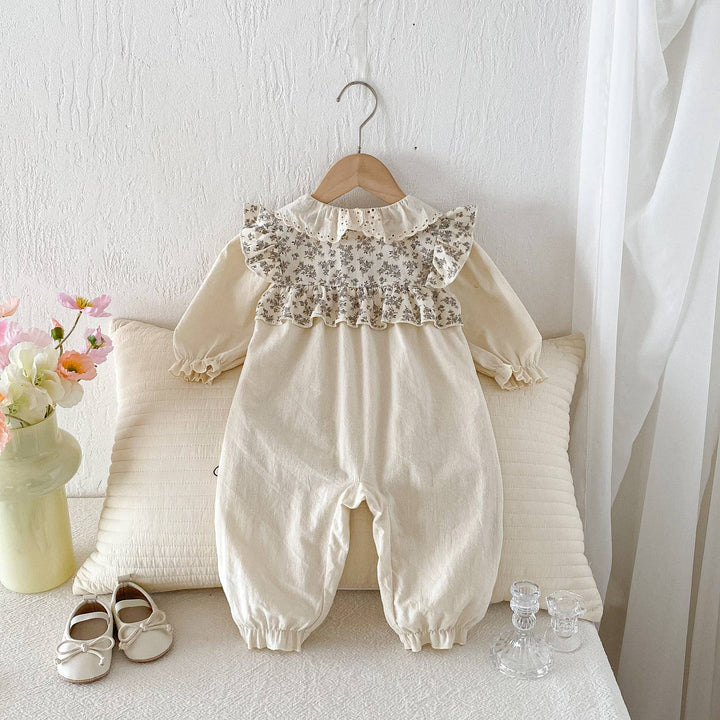 Baby Floral Ruffle Eyelet Lace Jumpsuit Romper