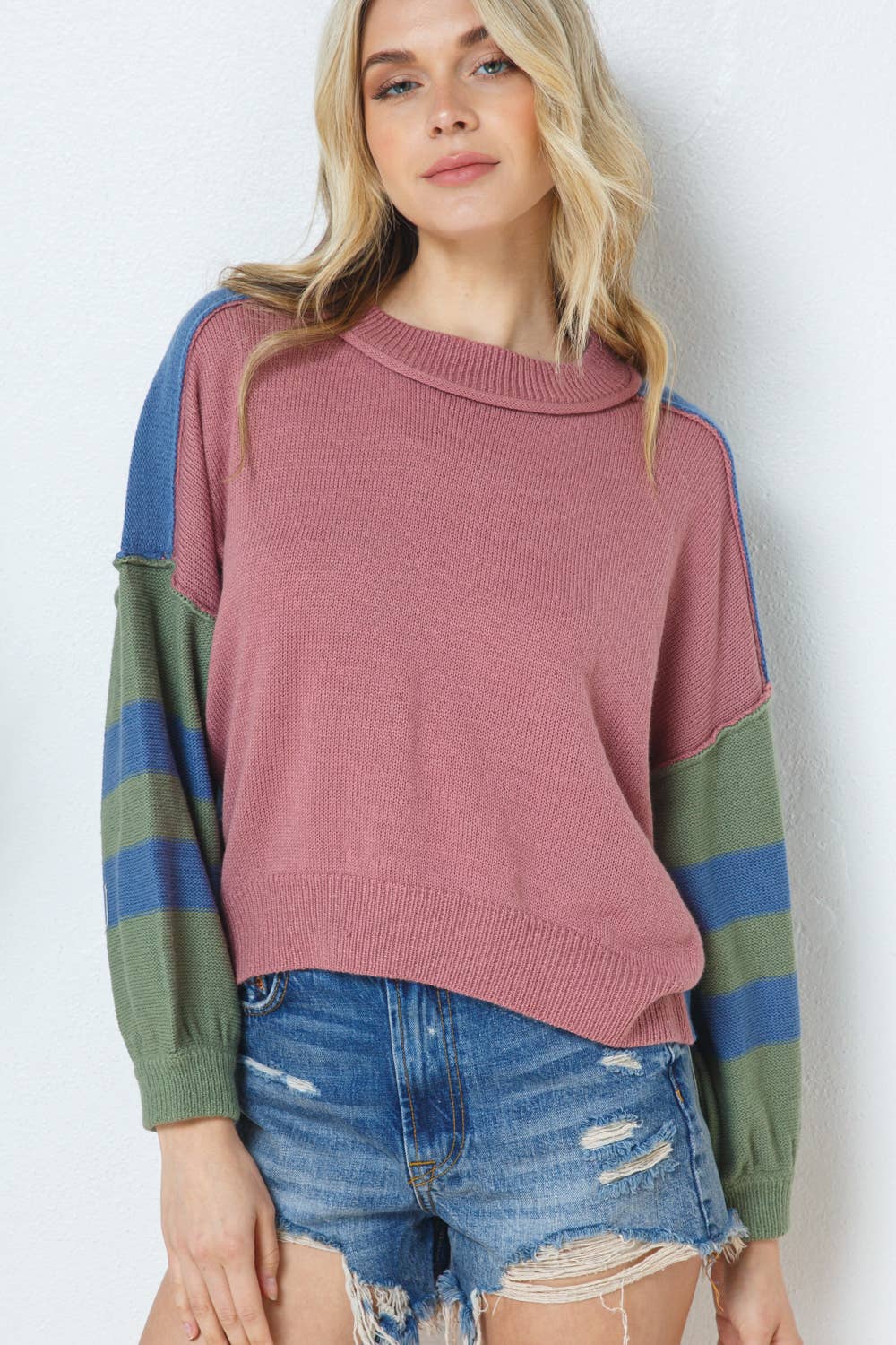 Crew Neck Color Block Sweater