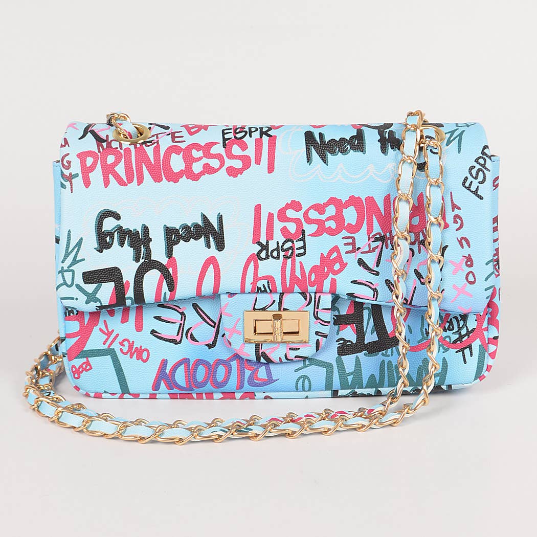 Graffiti Gradiating Clutch: Burgundy