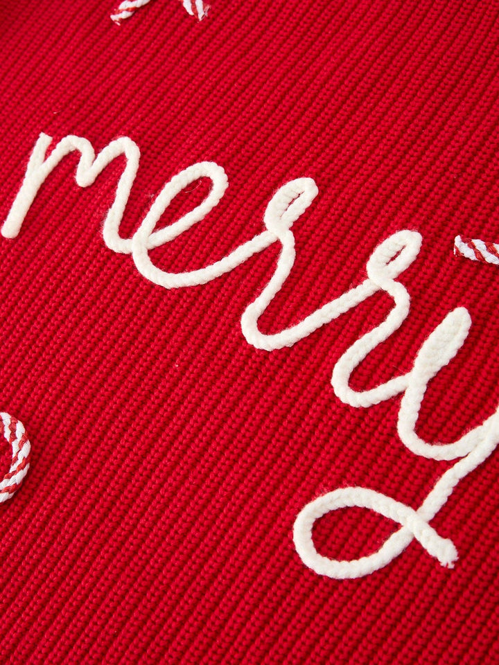 Mom and Me Winter Christmas Red "merry" Pullover Sweater: Adult