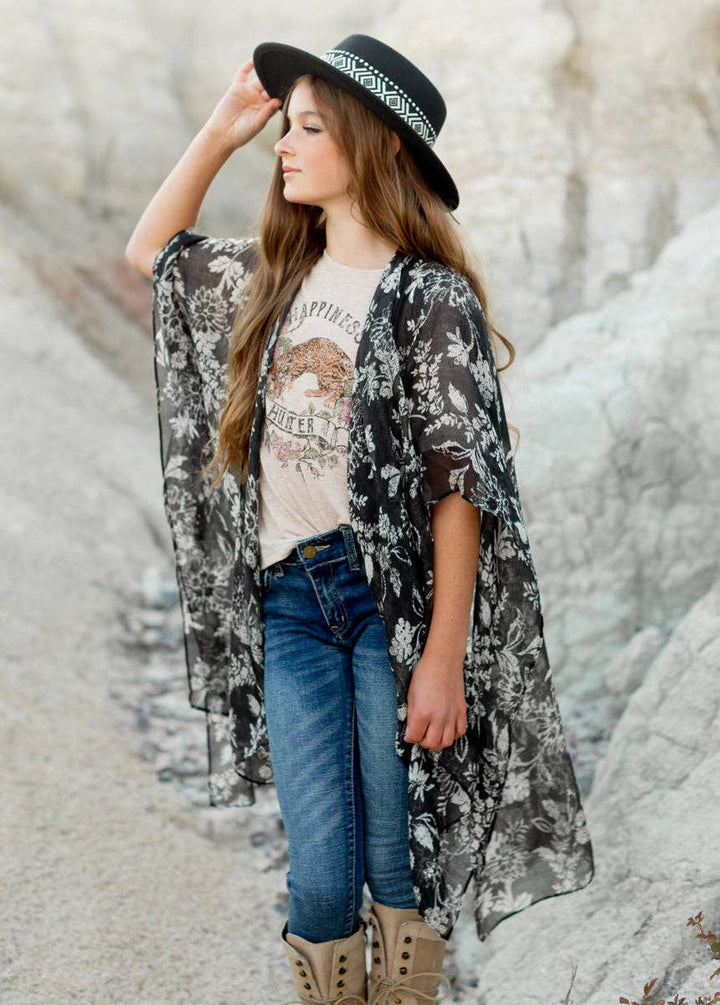 Kid's Avalon Duster in Black Block Print