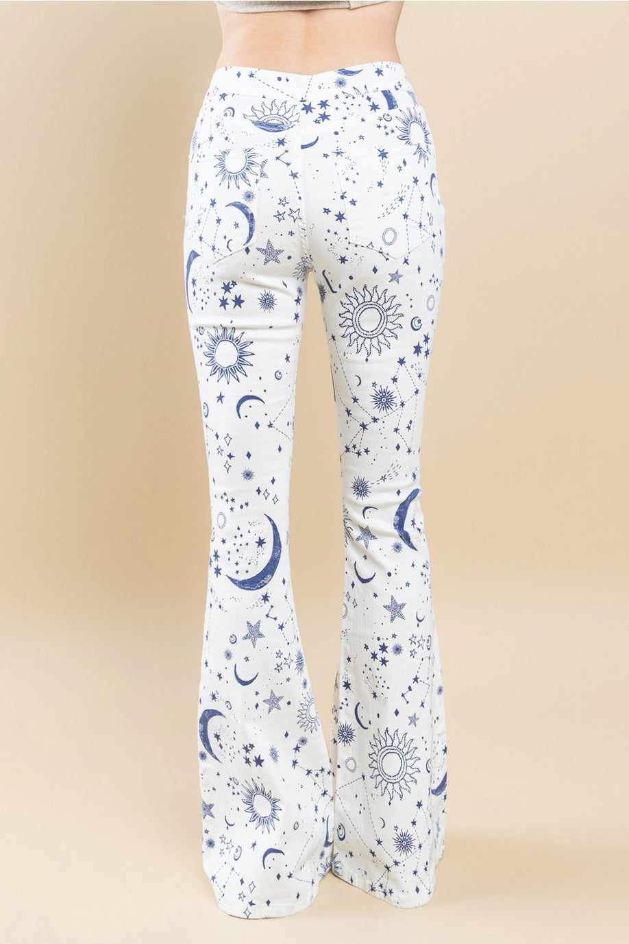 Stars and Sun Printed Bootcut Flare Jeans